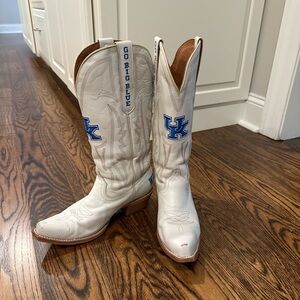 White and Blue Western Boots by GAMEDAY Boots